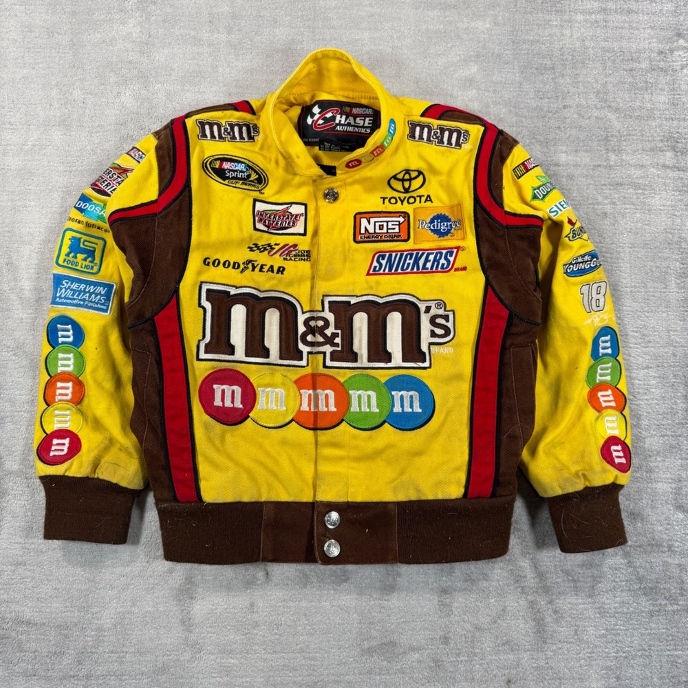 M&Ms NASCAR Racing Jacket Youth Small Yellow Kyle Busch 18 Chase Authentic
